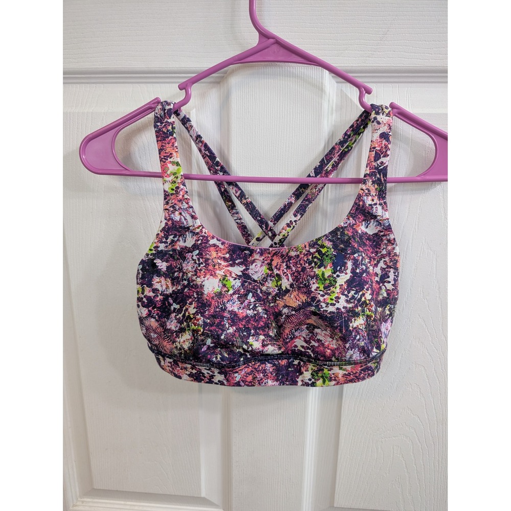 Lululemon Energy Bra Women Multi Color Seawheeze Strappy Back RARE - Size 6